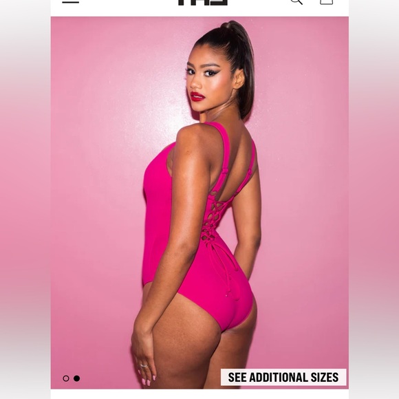 TA3 Hot Pink Squarey Swimsuit - BNWT - L - Picture 2 of 5